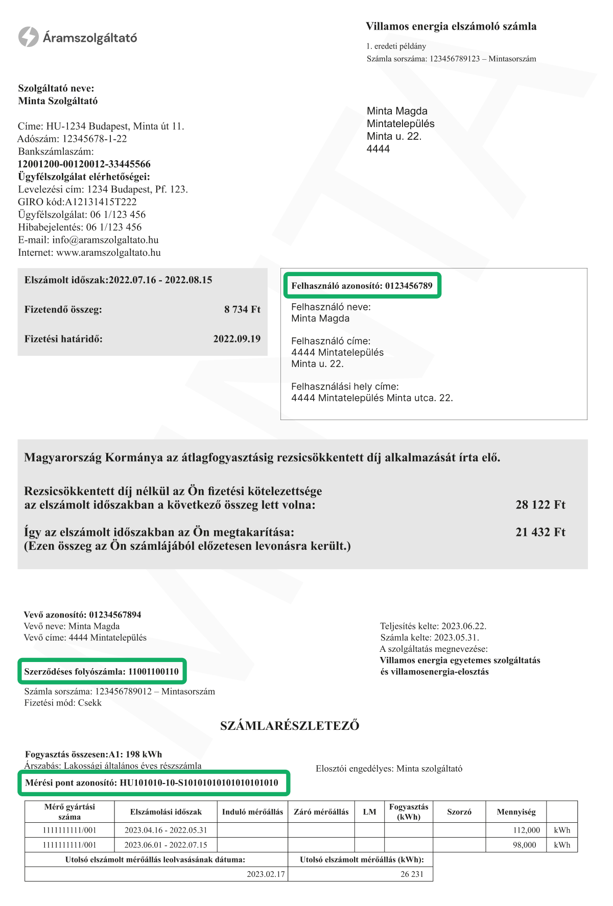 Áramszámla útmutató